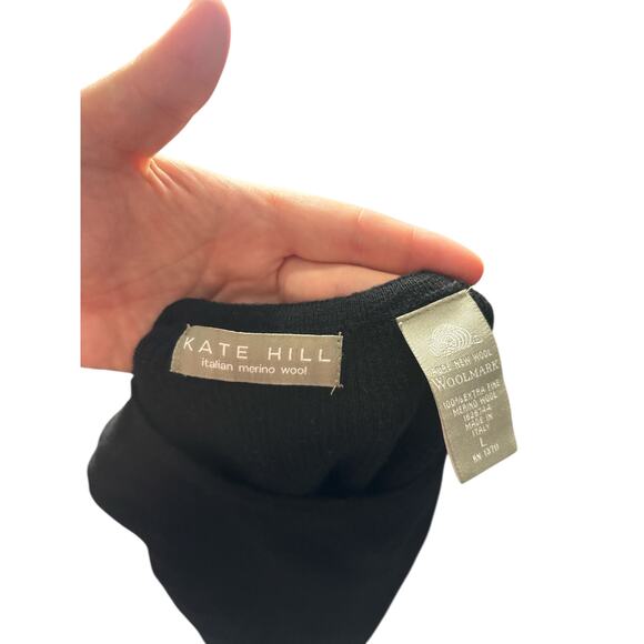 KATE HILL Italian Extra Fine Merino Wool Black
Ribbed Knit Shell Top L - Picture 5 of 6